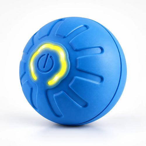 Pelota interactiva azul: producto solo sobre fondo neutro, sin caja ni marcas externas. Imagen ilustrativa.